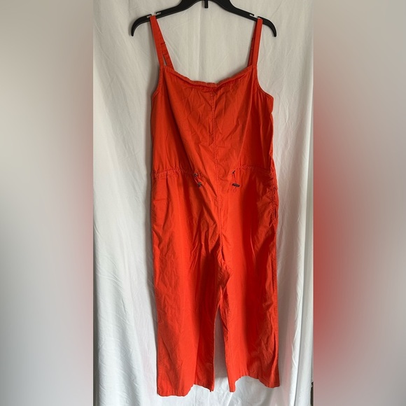 pistola Pants - Pistola Neon Orange Jumpsuit with Pockets & Drawstring Waist 100% Cotton Size L